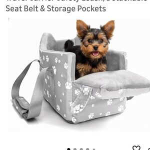 Gray Paw-Print Pet Car Booster Seat - Travel Dog Carrier
